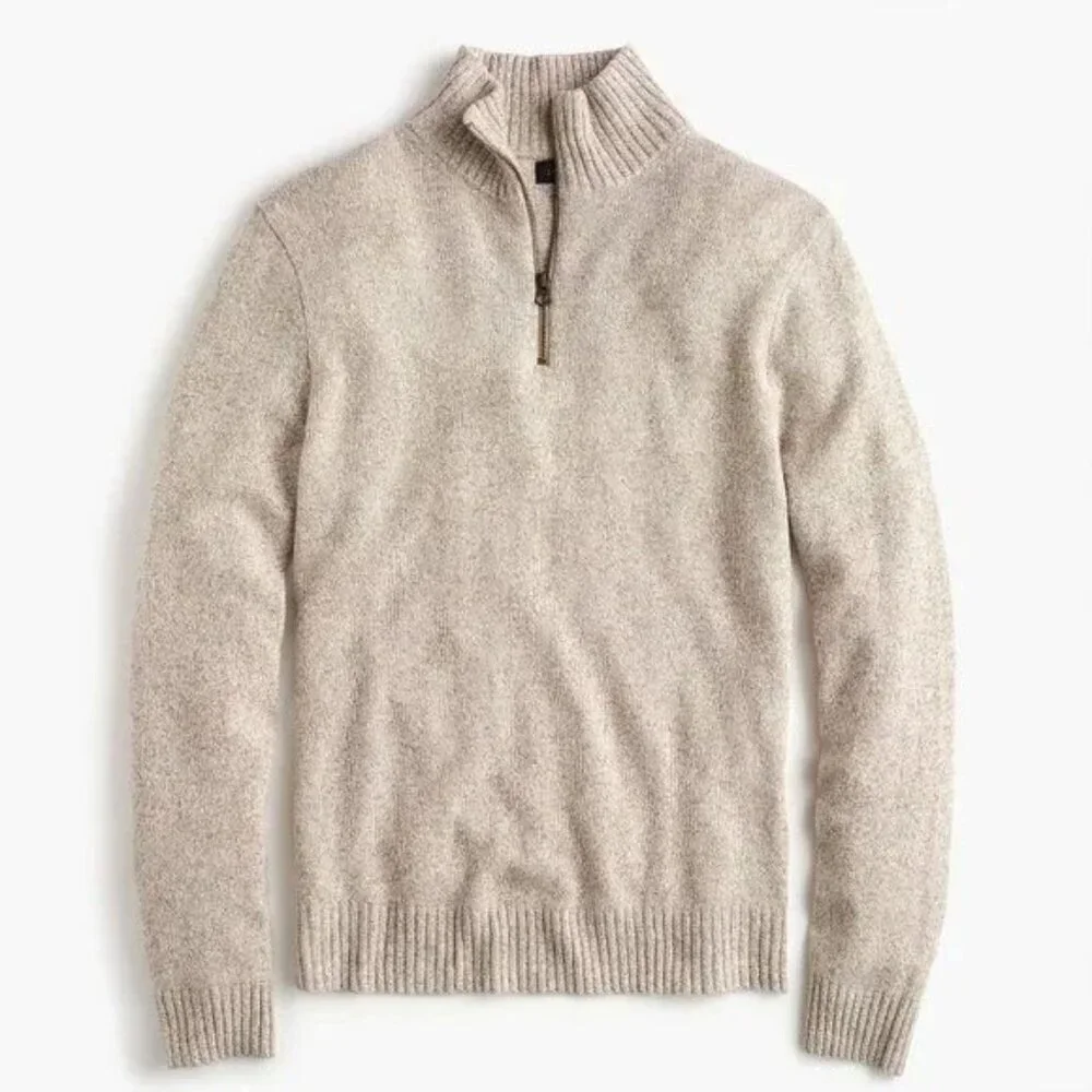 J. Crew Rugged Merino Wool Blend Quarter Zip Sweater
